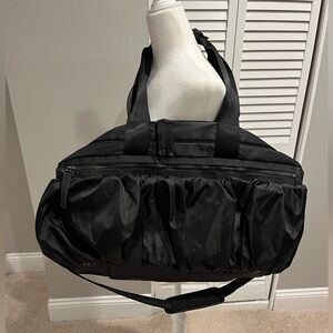 Carrera Black Gathered Nylon Travel Duffel Bag